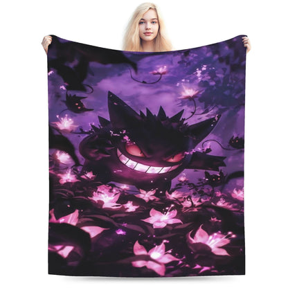 Cobertores Gengar Mantas De Pelúcia Novas Super Quentes Para Meninas Meninos Sofá Cadeira Flanela Colcha Protetor De Cama