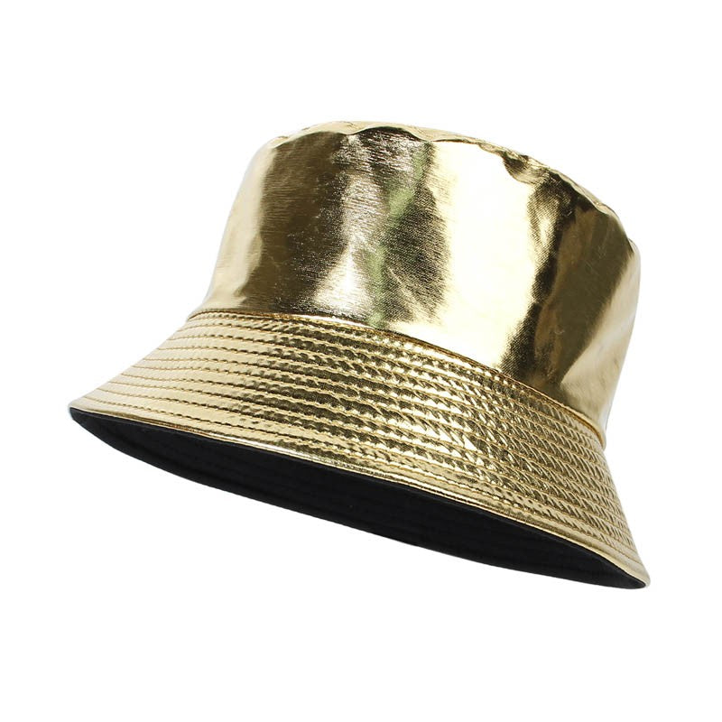 Fashion Shiny Hip-Hop Bucket Hat for Women Men PU Leather Waterproof Panama Cap Summer Fisherman Cap Bob Sun Hat Fishing Cap