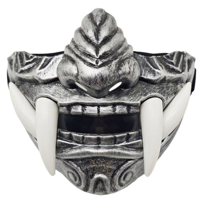 Realistic 3D Japanese Samurai Mask Fierce Teeth Lightweight Halloween Cosplay Masks Breathable Fang Mask Clothing Accessories
