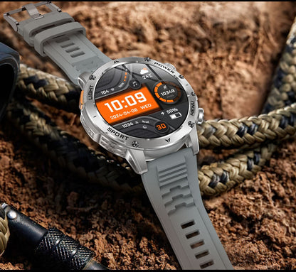 Smartwatch Militar Novo 2025 Bateria 1000mAh Monitoramento Fitness 10ATM À Prova D'Água Táticas Esportivas Lanterna Pulseira para Chamadas Masculino