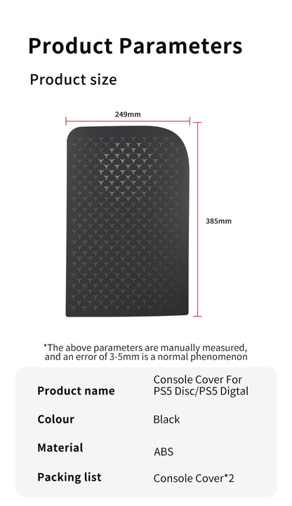 HONCAM Premium ABS Cover Shell for PS5 Game Console, Disc & Digital Console Cover Plates Anti-Dust Protective Shell Covers Black