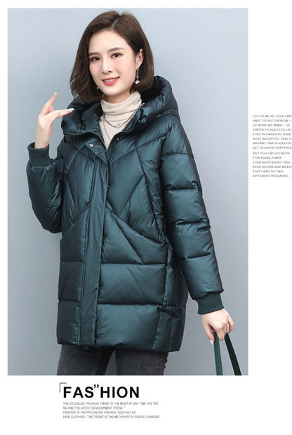 2023 Hooded Cotton Coat Women's Mid-Length Winter Jackets Elegant Mother's Parkas Padded Jacket Thick Down Padded Jacket Vintage