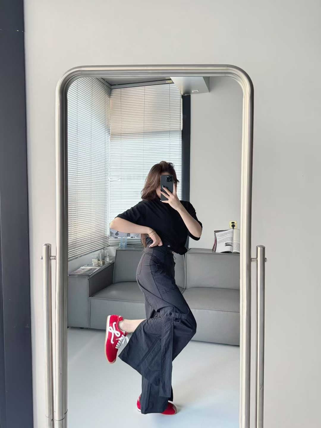 Sports Wide Leg Cargo Pants Women Elastic Waist Loose Solid Color Workwear Pants High Waist Fitness Women's Trousers Sportswear