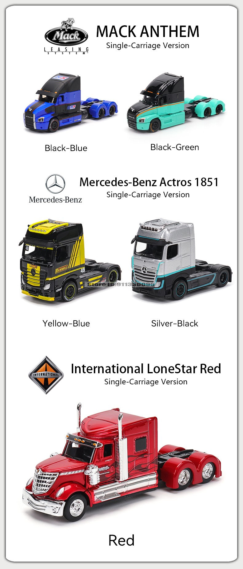 Maisto 1:64 Mercedes-Benz MACK Anthem Trailer modelo de simulação de carro modelo de carro de liga leve brinquedo de carro masculino presente de coleção