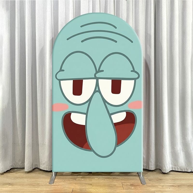 SpongeBob Squidward Patrick Arch Backdrop Cover Cartoon Party Decoration Elastic Fabric Event Photo Background Celebration Decor