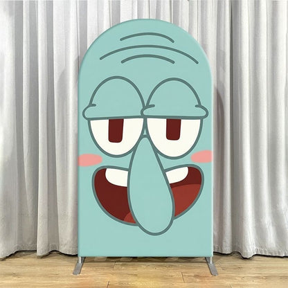 SpongeBob Squidward Patrick Arch Backdrop Cover Cartoon Party Decoration Elastic Fabric Event Photo Background Celebration Decor