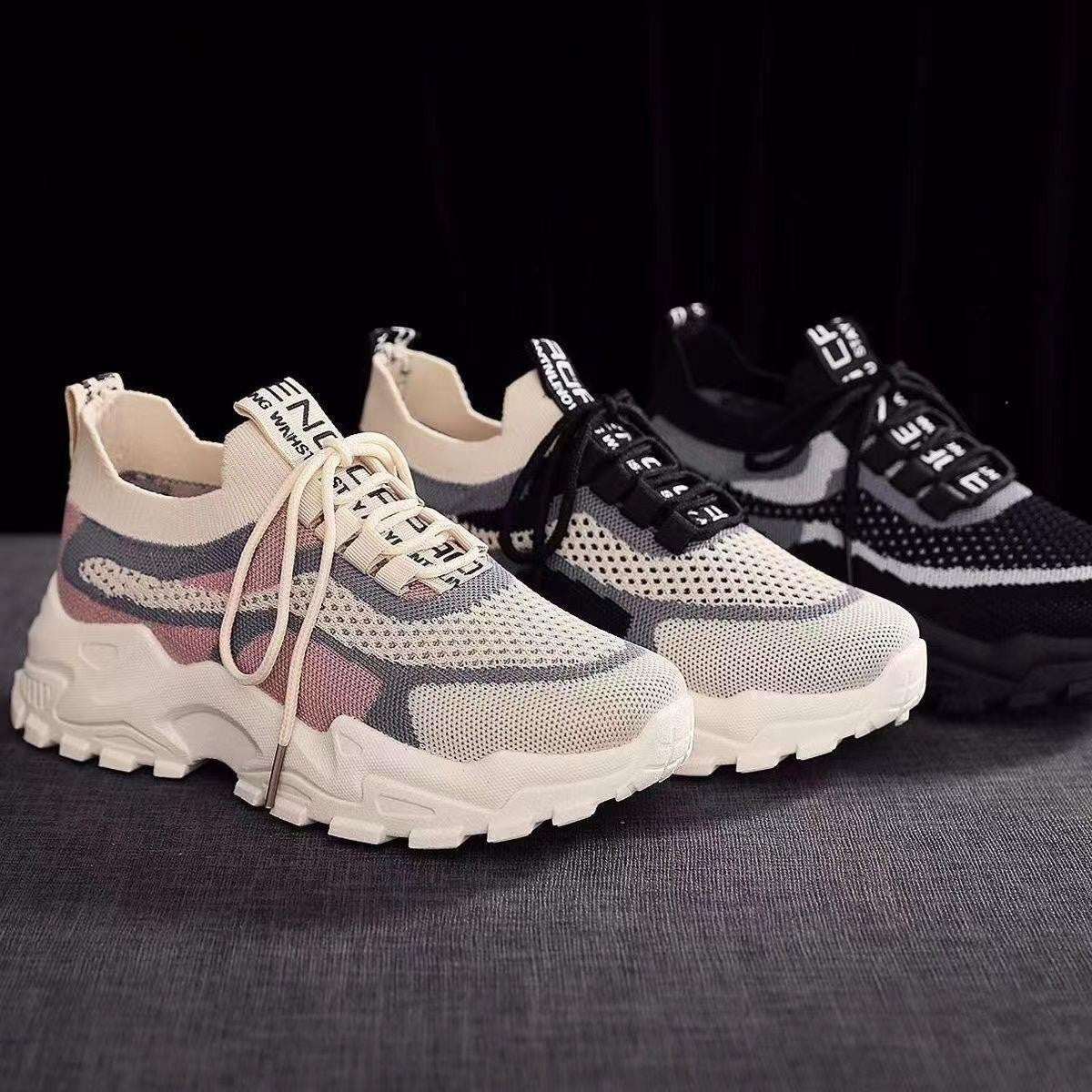 2026 New Women's Dad shoes Breathable Me Running shoes Faionable Casual Sports Sneakers Flat Bot round Toe Plastic Sole