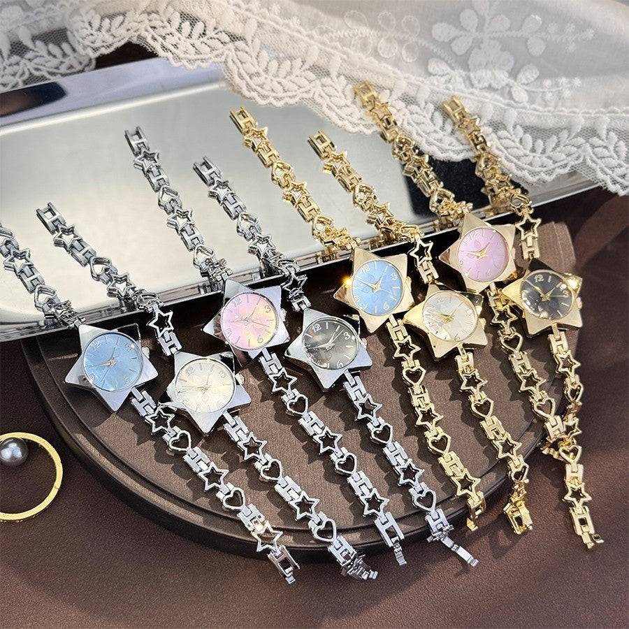 New Creative Fashion Minimalist Holiday Star Bracelet Watch Jewelry High-End Ladies Quartz Watch Elegant Timepiece Accessory