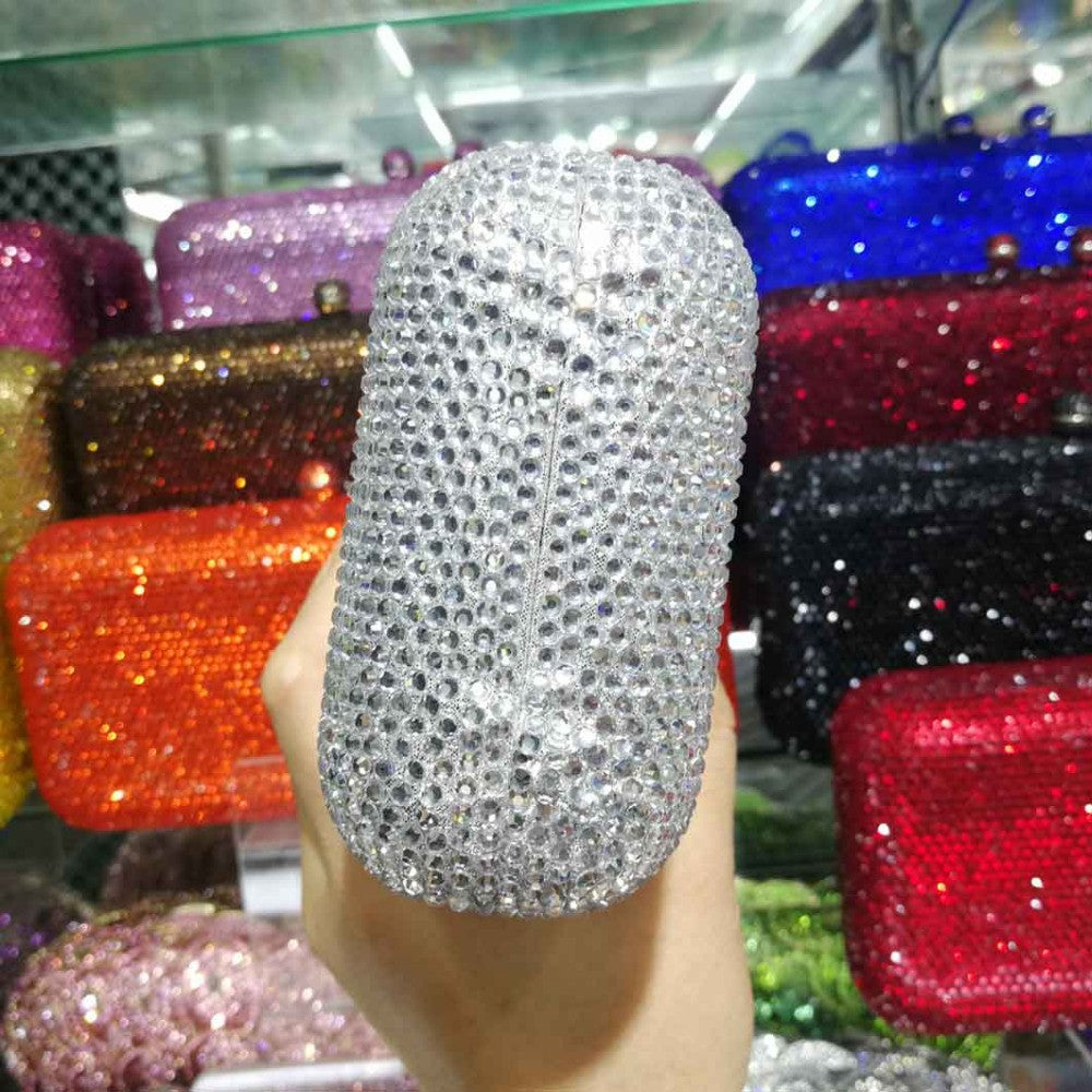 Wine Cheaper Crystal Rhinestones Women Evening Clutch Bag Bridal Wedding Clutches Party Dinner Prom Chain Shoulder Handbag Purse