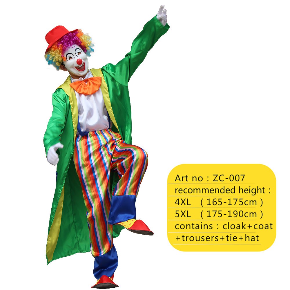 Adults Funny Clown  Costumes ,Joker Cosplay Suits for Men,Magician Performance Fancy Outfits?just Clothes,no Prop Wig/Mask/Shoes