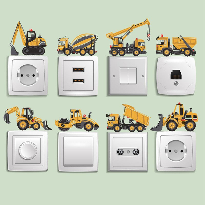 Height Stickers Construction Vehicle Tower Crane for Kids Room Kindergarten Baby Measuring Height Ruler Wall Stickers Boys Gift