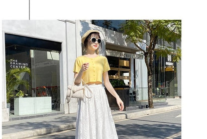 Plus Size plus Size Lace Hollow out f Skirt mid Waist Long Sle Fairy Skirt A-Line Umbrella Skirt Trendy Women's Clothing