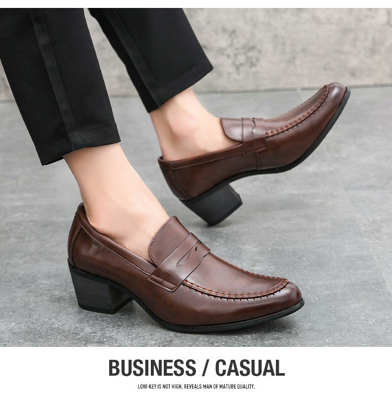 Classic Men's Dress Shoes High Heeled Casual Patry Business Leathers Shoes For Men Classic Wedding Men Formal Social Shoes Man