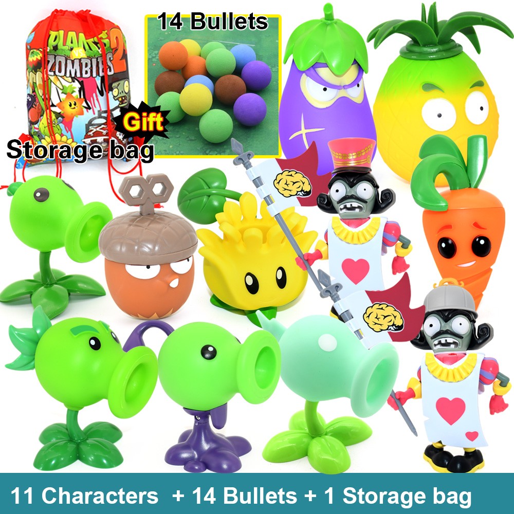 PLANTS VS ZOMBIES 2 Toys Full Set New Role Pea Shoote Alliance Bullet Ejection Attack Walking Dead Children's Gifts Delivery Bag
