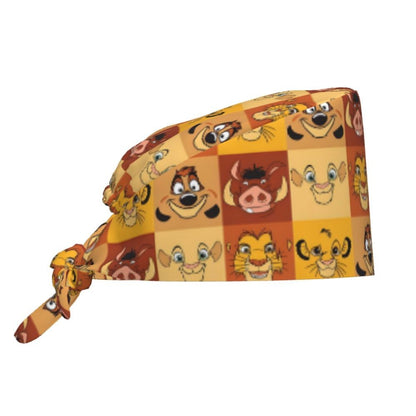 Boné cirúrgico personalizado O Rei Leão, divertido, para homens e mulheres, chapéu de esfoliação, gorro de enfermeira para dentista