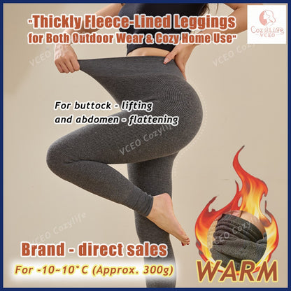 Thick Brown Warm leggings High-waisted warm leggings Fleece-lined leggings Women's winter leggings Heavyweight 300g Plush Fleece