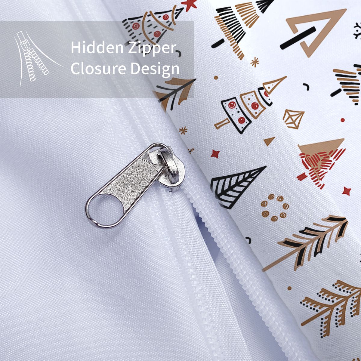 3-piece Christmas themed Christmas tree pattern print (1 duvet cover+2 pillowcases, no core) comfortable bedding set