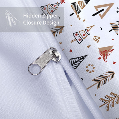 3-piece Christmas themed Christmas tree pattern print (1 duvet cover+2 pillowcases, no core) comfortable bedding set