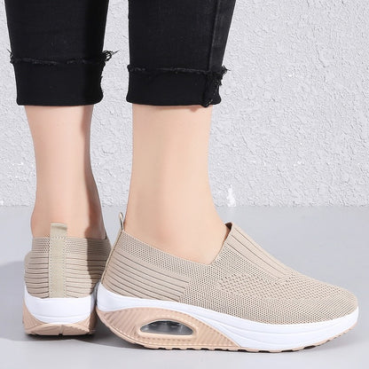 Summer Women Fashion Vulcanized Sneakers Platform Solid Color Flat Ladies Shoes Casual Breathable Wedges Ladies Walking Sneakers