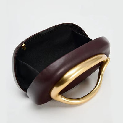 Brand Z Clutch Bag Metal Handle Design Luxury Evening Lipstick Bag Round Box Chain Bag Elegant Woman Shoulder Messenger Bags