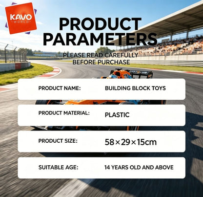 KAVOWORLD 1:8 Scale Silver-Blue Technical Super Racing Sports Car Building Blocks Set 3526pcs DIY STEM Assembly Premium ABS Racing Car Building Bricks Toy Model with Rear Linkage Engine & Track Wing, Ideal Birthday Christmas Gift for Teens Adults