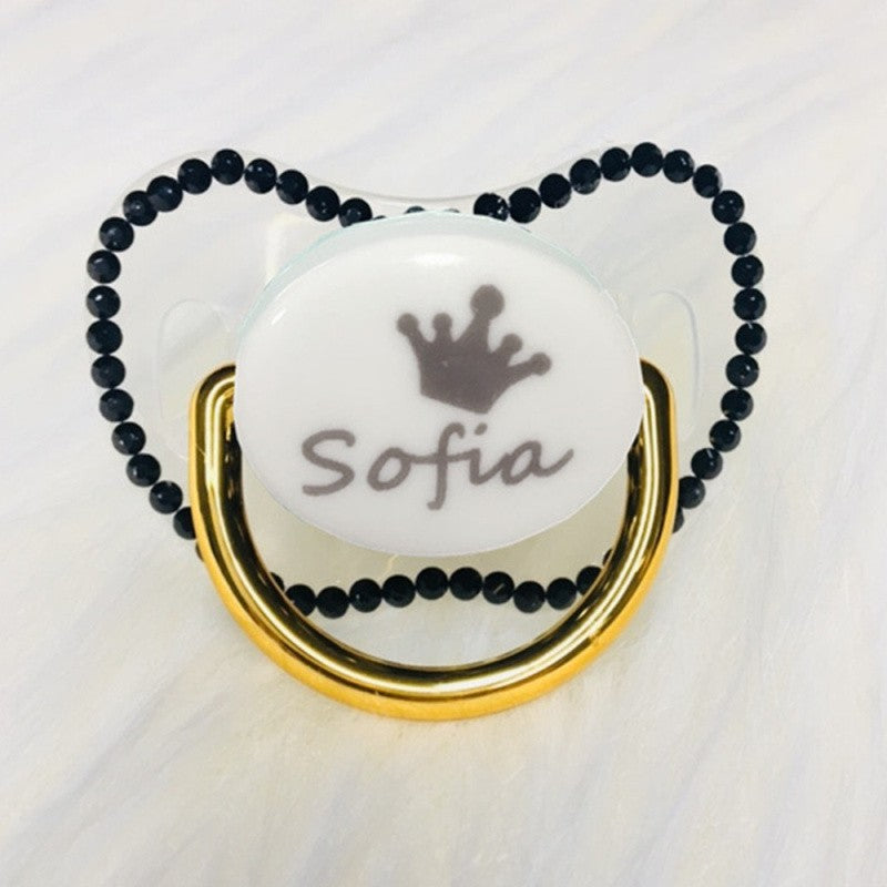 MIYOCAR custom any name can make gold bling Rhinestone pacifier dummy white BPA free dummy bling baby shower gift PW-W