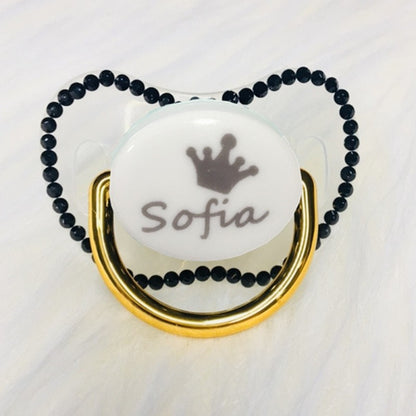 MIYOCAR custom any name can make gold bling Rhinestone pacifier dummy white BPA free dummy bling baby shower gift PW-W
