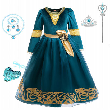 Princess Merida Dress Cosplay Brave Stage Performance Clothes  Cosplay Halloween Carnival Party Apparel Birthday Gift