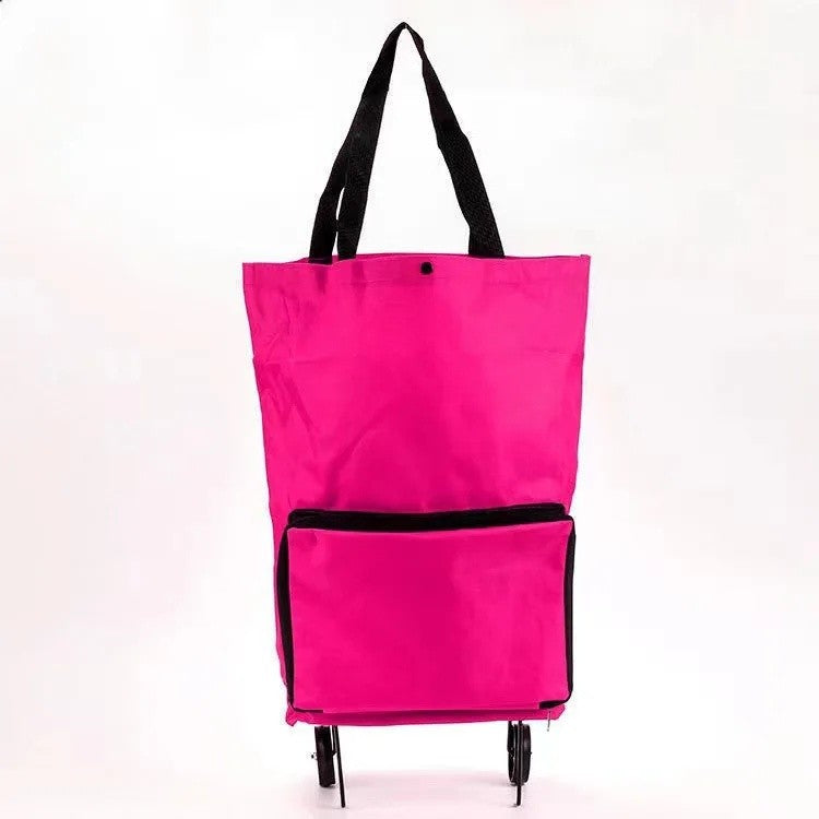 Shopping Bag with Wheels Foldable Hand Pull Extendable Vegetable Buying Car Casual Polyester Fiber Home Use Logo Addable