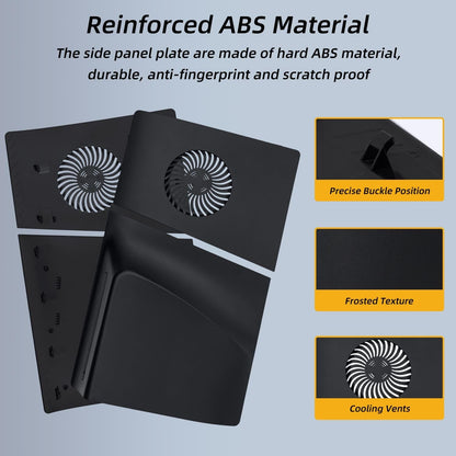 Face Plates for PS5 Slim Disc Edition Only, Anti-Scratch Replacement Panels Cover Plates Shell Case with Cooling Vent,Black