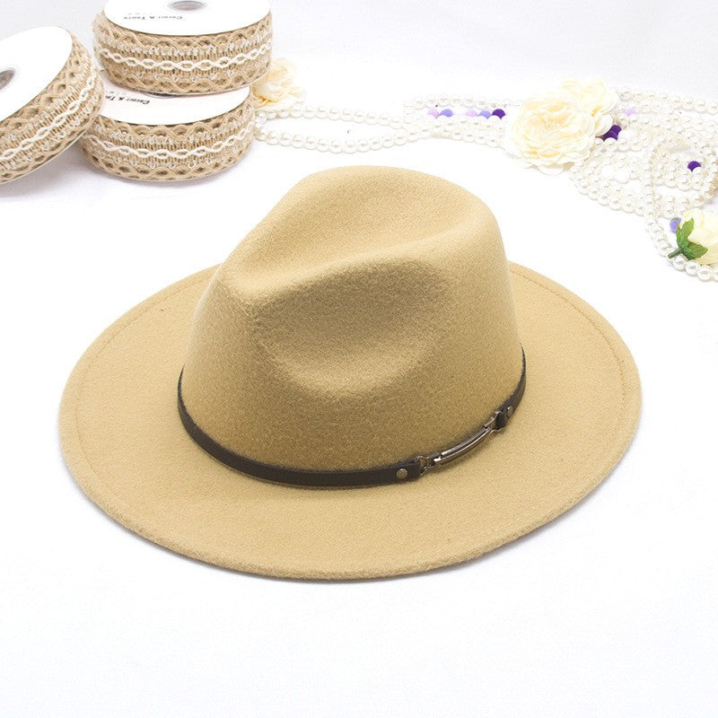 Men's fedora hat Men's and women's universal solid color fedora hat Women's 10 color wide brim jazz hat Autumn and winter Britis