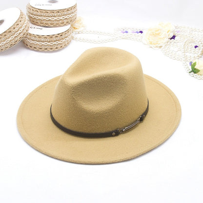 Men's fedora hat Men's and women's universal solid color fedora hat Women's 10 color wide brim jazz hat Autumn and winter Britis