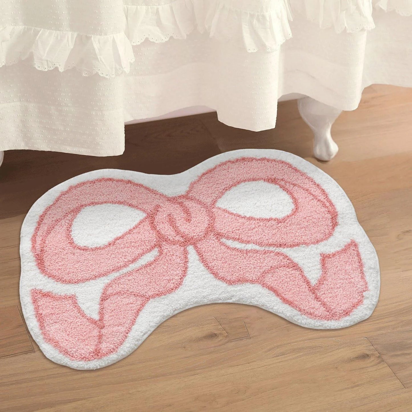 VIKAMA Creative Bow Rug Living Room Bedroom Kitchen Bathroom Absorbent Machine Washable Doormat Carpet Home Decor Mat Rug