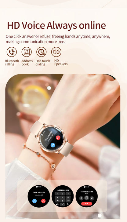 New Women Smart Watch 1.32"AMOLED Full Touch Screen Bluetooth Call Blood Pressure IP68 Waterproof NFC 7.3mm Ultra-thin bracelet