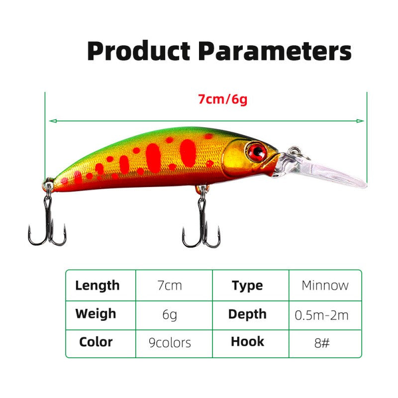 Isca Lure Placa Lingua Longa Sinking Minnow 7cm 6g Isca Artificial Arremesso Longo Pesca de Água Doce Salgada Isca Especial para Robalo e Per
