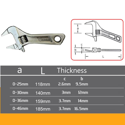 Ultra-Thin Adjustable Wrench with Large Opening Short Handle Mini Monkey Spanner Laser Scale Rubber Coated Key for Bathroom Tool