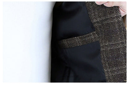 Blazer's New Men's Fashion Outdoor Travel Camping Youth Wedding Hosting Campus Slimming Casual Checkered Korean Version Blazer