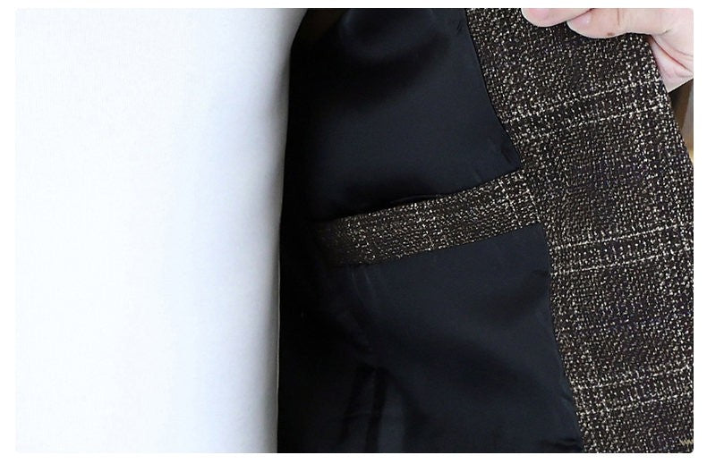 Blazer's New Men's Fashion Outdoor Travel Camping Youth Wedding Hosting Campus Slimming Casual Checkered Korean Version Blazer