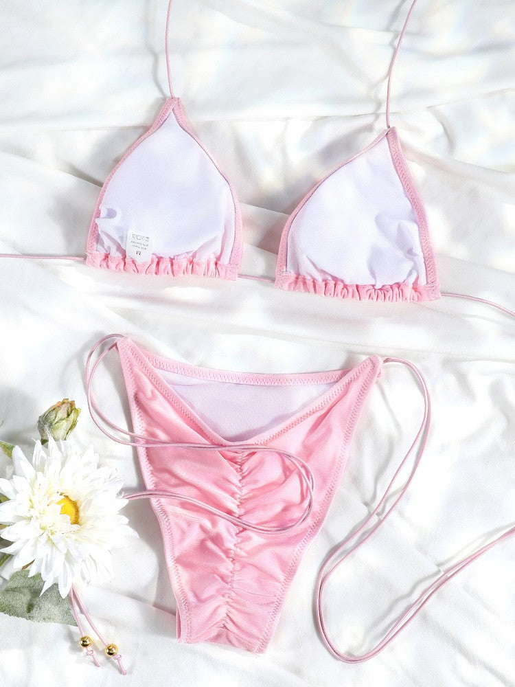 Rinabe Blue Two-Piece Suit Women's Swimsuit Push Up Solid Bikini Set Beachwear Low Waist Bathing Suits Female Swim Suits