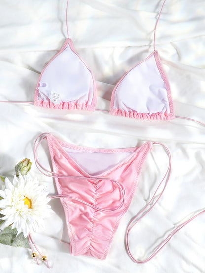 Rinabe Blue Two-Piece Suit Women's Swimsuit Push Up Solid Bikini Set Beachwear Low Waist Bathing Suits Female Swim Suits