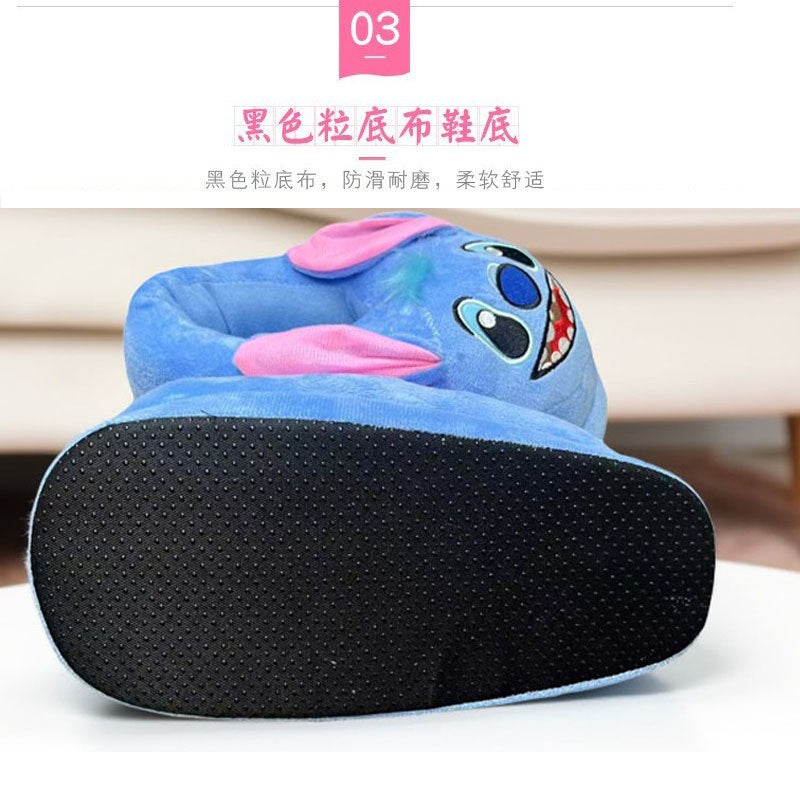 Chinelo de Algodão Disney Stitch Anime Desenho Animado Quente de Inverno Para Dentro de Casa Brinquedos Pelúcia Pantufas Feminino Menina Presentes de Natal