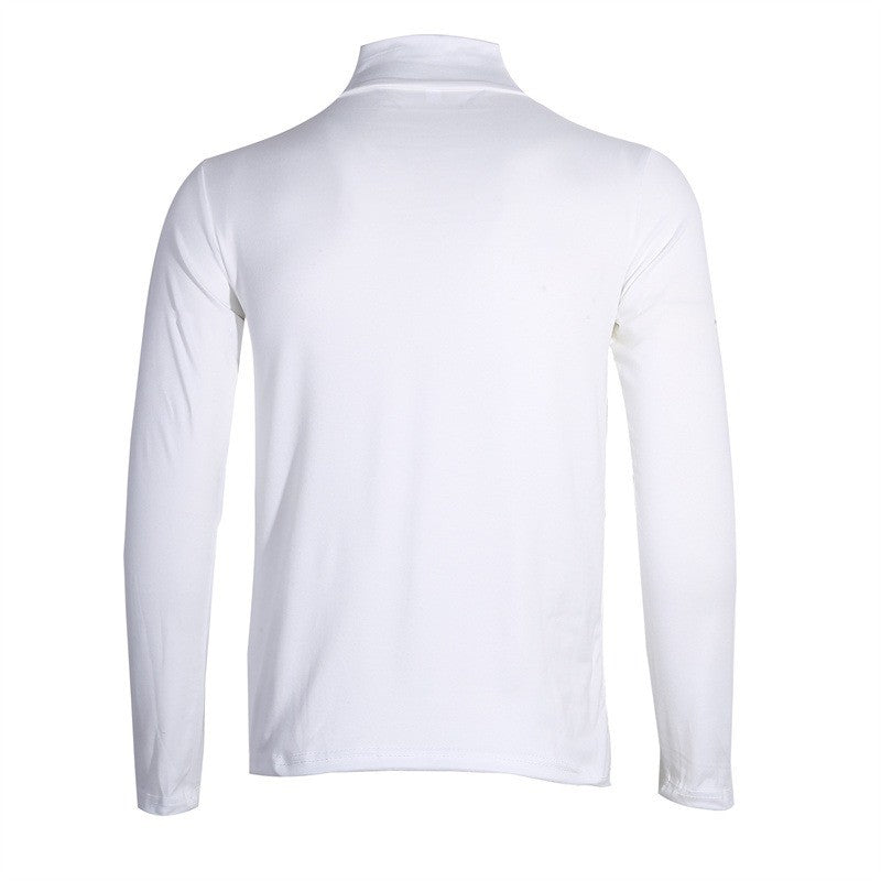 Fashion Men's Casual Slim Fit Basic Turtleneck High Collar Pullover Male Autumn Spring Thin Tops Basic Bottoming Plain T-shirt