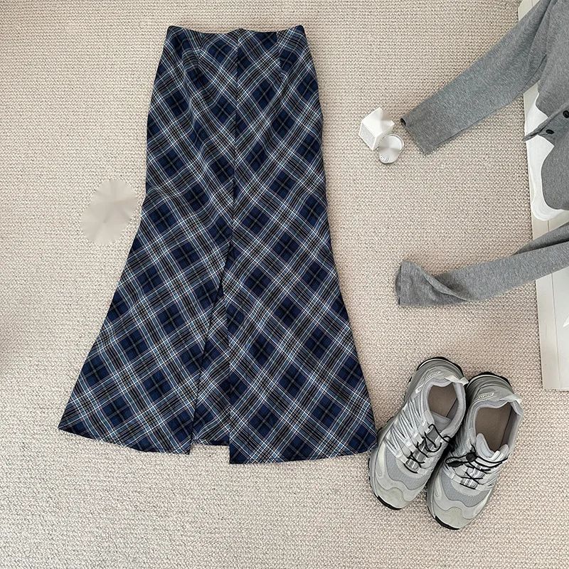 Plus Size Plus Size Plaid A- Line Mini Skirt Knee-Length Fashionable Autumn Winter Women's Clothing Chinese Style Casual Eleg...