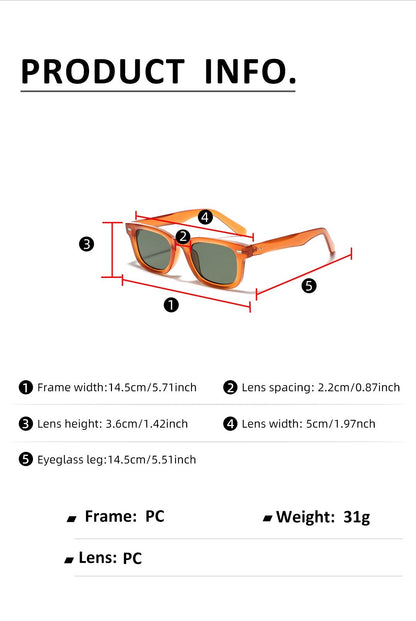 Óculos de sol retrô pequenos quadrados femininos e masculinos com rebites, lentes laranja, moda, óculos de sol de luxo, UV400, marca Oculus, óculos femininos Gafas