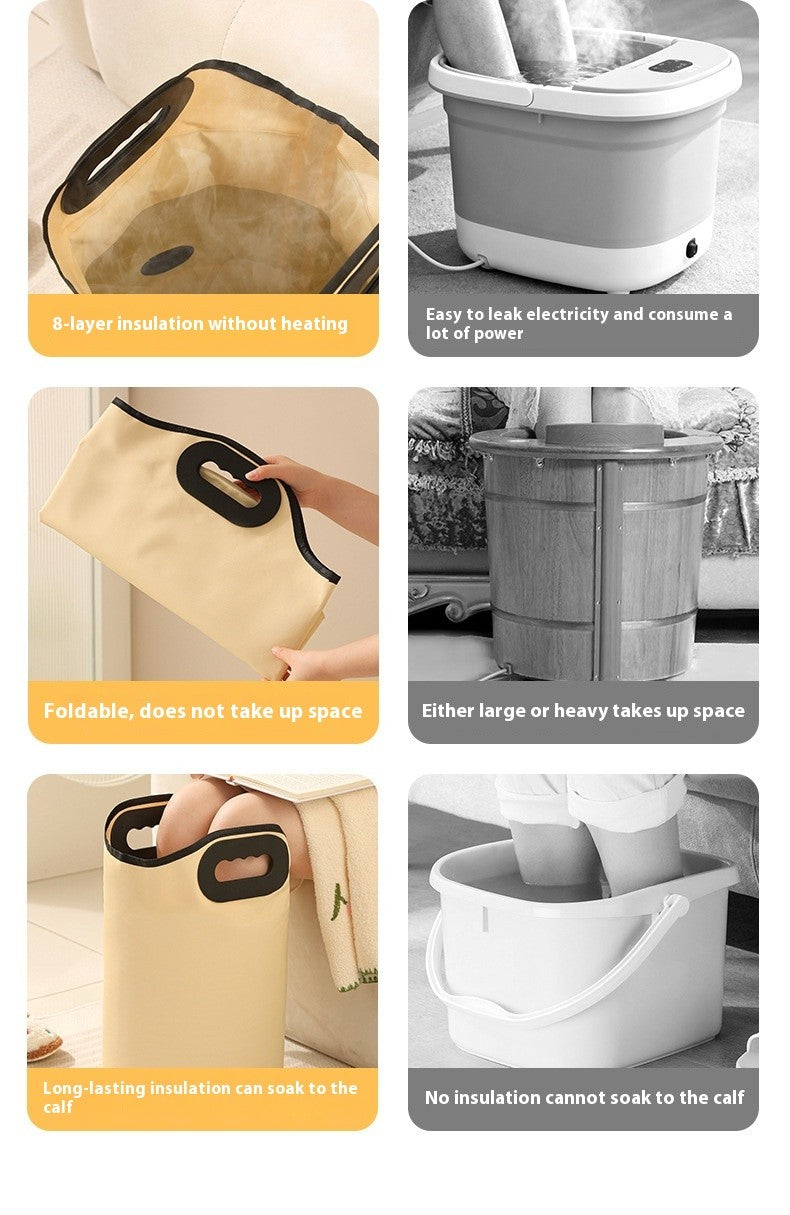 Collapsible Foot Spa Bath Tub with Heated Retention & Drain Hose, Portable Deep Bucket for Pedicure Home Travel
