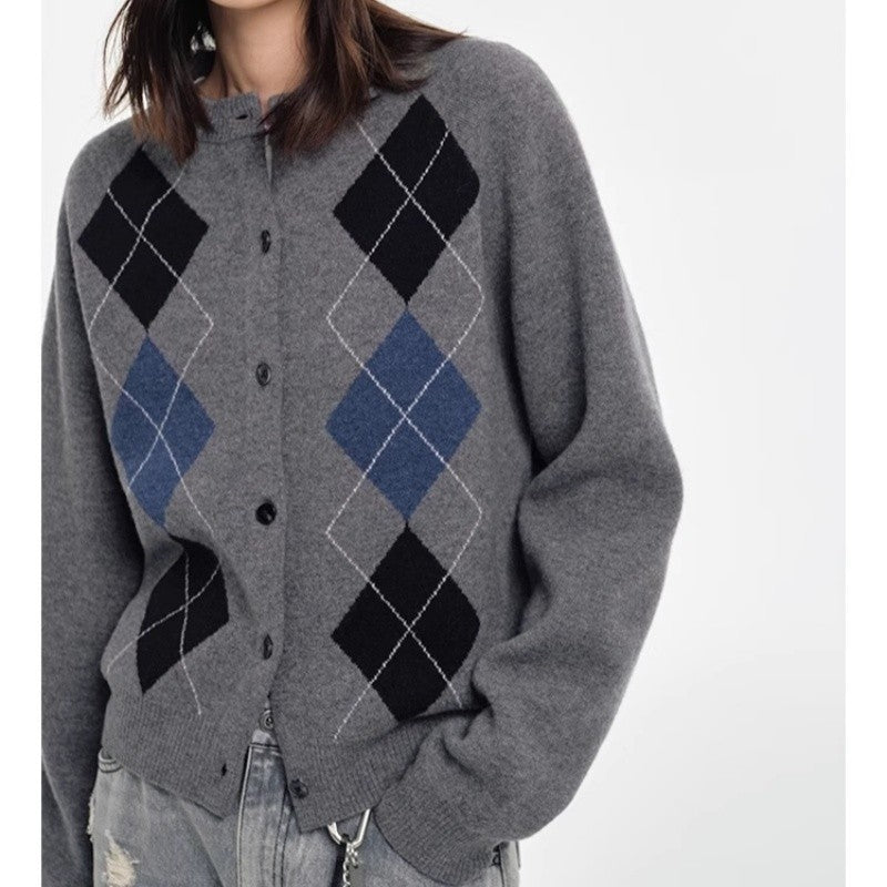 College style sweater 100% Australian Wool Sweaters Large Size Cardigan High-grade Women's Autumn Winter Fashion Knitwear