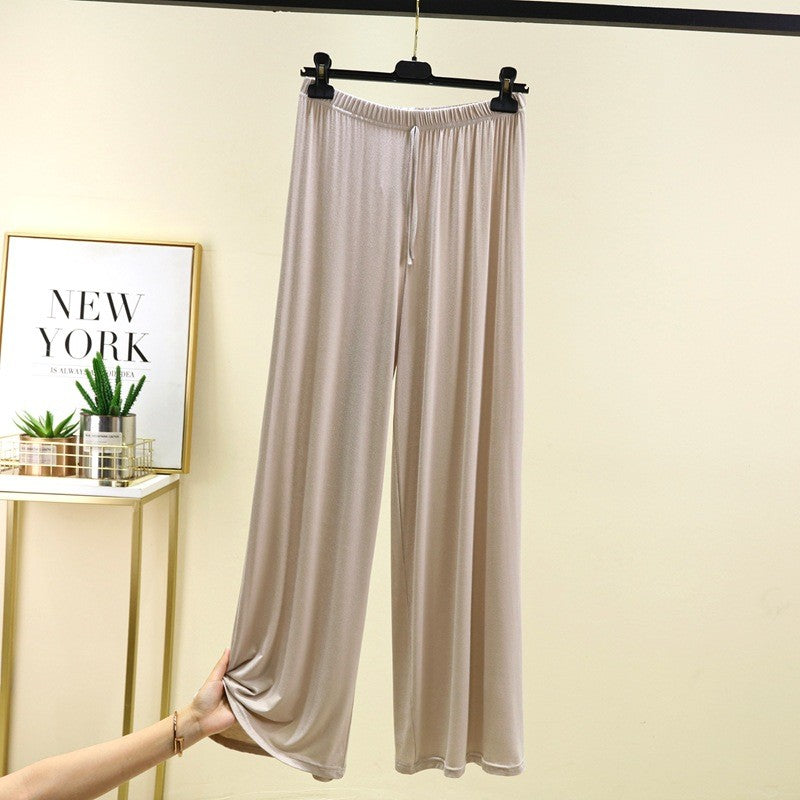 Plus size L to 6XL U-Neck Women's wide leg pants high waist Loose Long pant solid color Casual drapped trousers all match