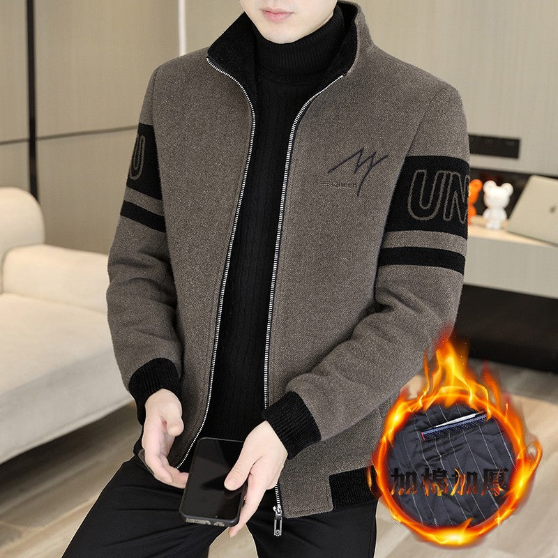 Men'S Thicken High collar Jacket Winter Warm Jackets For Men Fleece Long Sleeve Coat Man Casual Coats Men's woolen overcoat