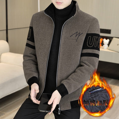 Men'S Thicken High collar Jacket Winter Warm Jackets For Men Fleece Long Sleeve Coat Man Casual Coats Men's woolen overcoat