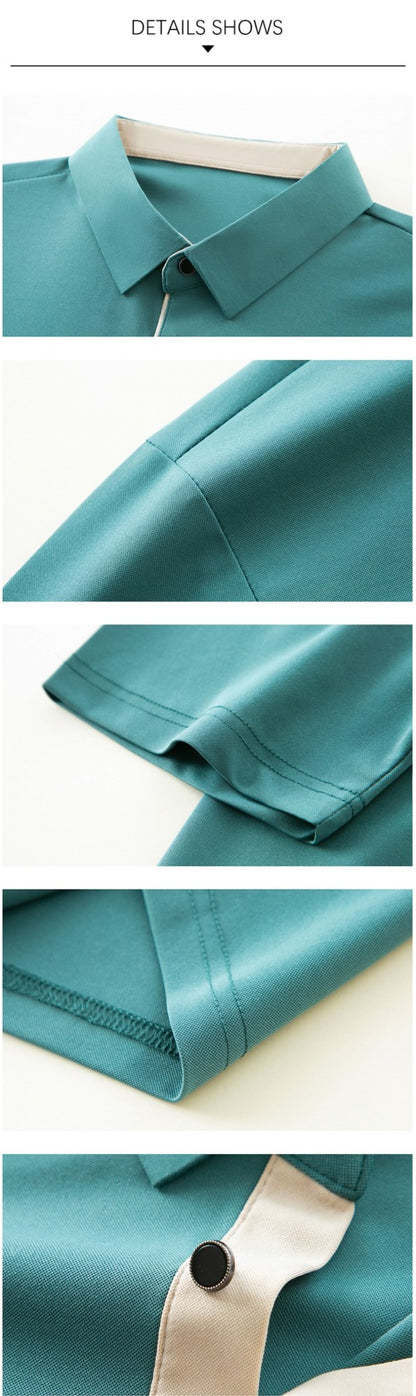 BROWON New Collection 2025 Golf Shirts Mens Short Sleeve Solid Color Turn Down Collar Business Plain Shirt for Man